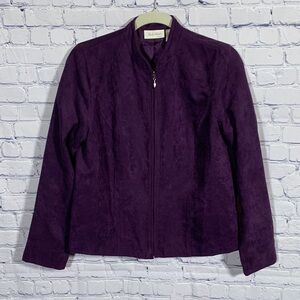 Studio Works Womens VTG Full Zip Velour Jacket Purple 8P Whimsigoth Fairy Grunge
